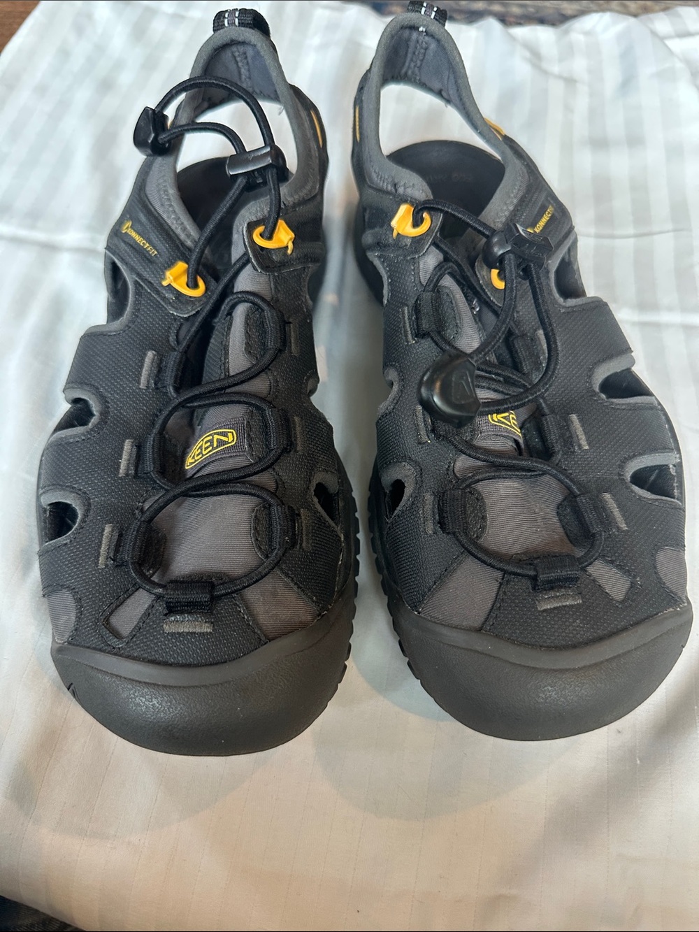 Keen NWOT Women’s Black Sandals with Yellow Accents